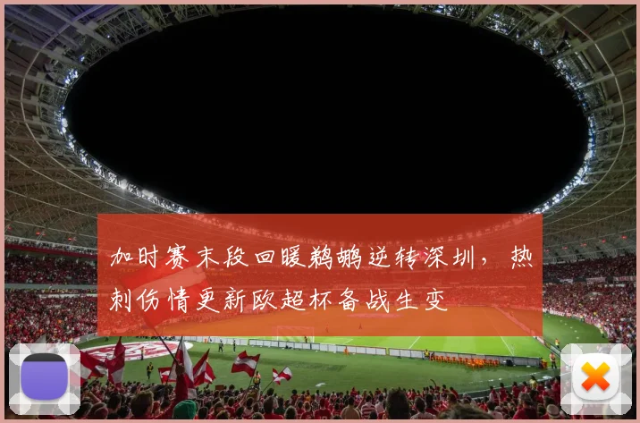 加时赛末段回暖鹈鹕逆转深圳,热刺伤情更新欧超杯备战生变